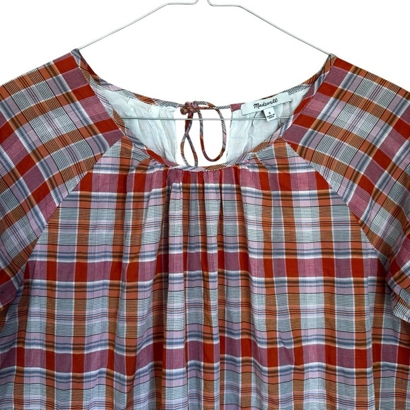 Madewell Plaid Ruffle-Sleeve Popover Mini Dress - Picture 3 of 10